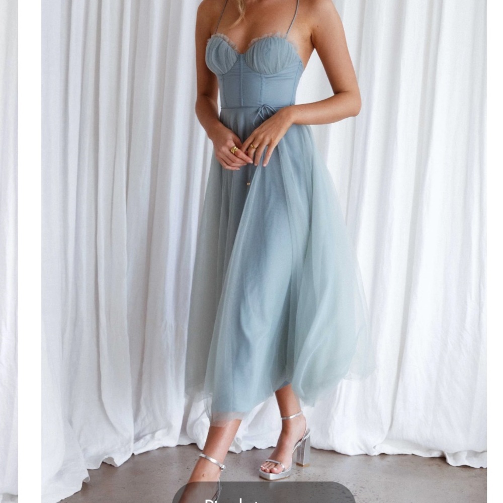 Blue chiffon midi dress